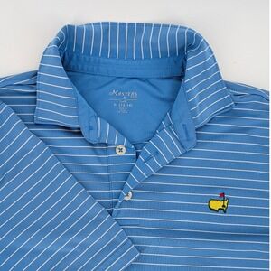Masters Kids Golf Polo Shirt Blue White Striped Performance XL 12-14 Tournament